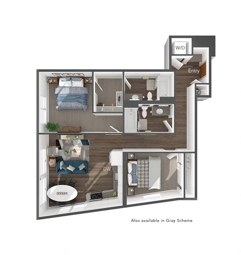 Heron Flats and Lofts 2x2 Floor Plan